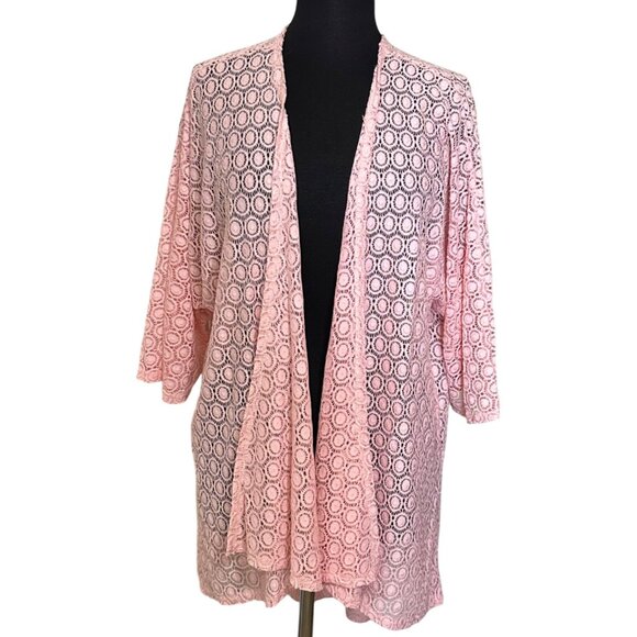 Women's Pink Kimono Open Jacket and Spaghetti Strap Camisole Size L/XL (READ) - Picture 3 of 16
